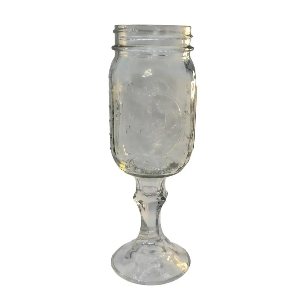 Ball Mason Jar Redneck Hillbilly Wine Glass Goblet Pedestal Drinkware Vintage